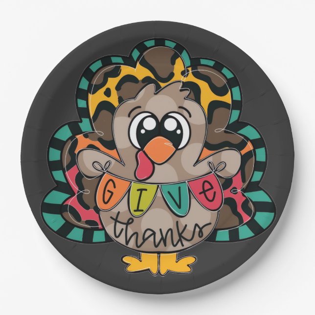 Prato De Papel Fun cute turkey shirt (Frente)