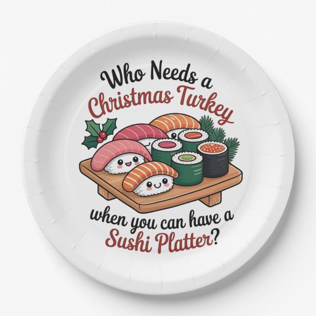 Prato De Papel Fun Kawaii Christmas Sushi Platter (Frente)