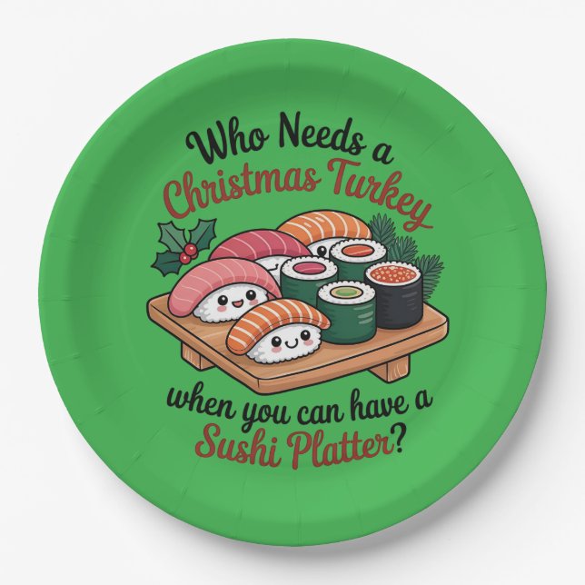 Prato De Papel Fun Kawaii Christmas Sushi Platter (Frente)