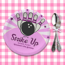 Prato De Papel Fun Retro Bowling Birthday Girl Party
