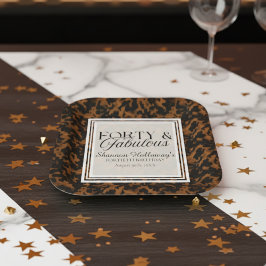 Prato De Papel Fun Tortoise Shell Birthday Forty and Fabulous