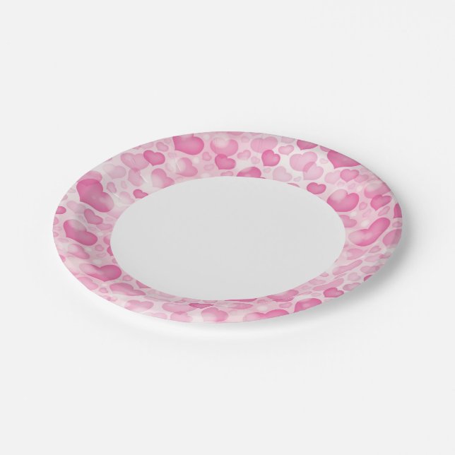 Prato De Papel Fundo com Corações (Inclinado)