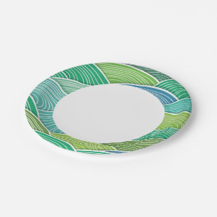 Prato De Papel Fundo das ondas abstrato verdes enroladas