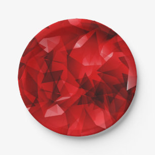 Prato De Papel Fundo de Cristal Geométrico Abstrato Vermelho