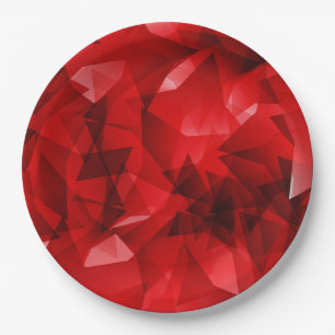 Prato De Papel Fundo de Cristal Geométrico Abstrato Vermelho