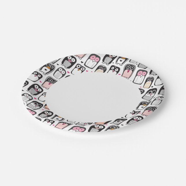 Prato De Papel fundo de ilustração de aves do pinguim (Inclinado)