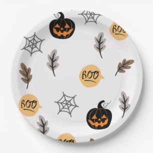 Prato De Papel Fundo de padrão de Halloween
