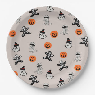 Prato De Papel Fundo de padrão de Halloween