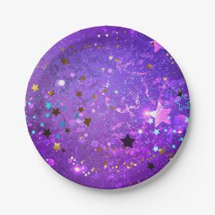 Prato De Papel Fundo de papel alumínio roxo com estrelas