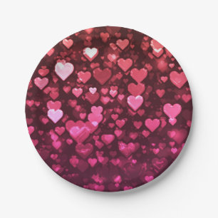 Prato De Papel Fundo Digital de Corações Bokeh Rosa Papel de Pare