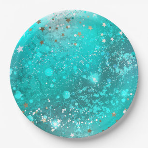 Prato De Papel Fundo do Mint Turquoise Foil