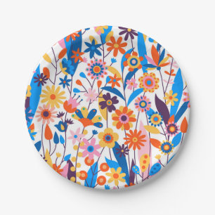 Prato De Papel Fundo Floral Multicolor Exótico-32939