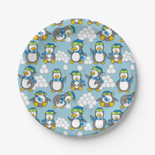 Prato De Papel Fundo pequeno dos pinguins