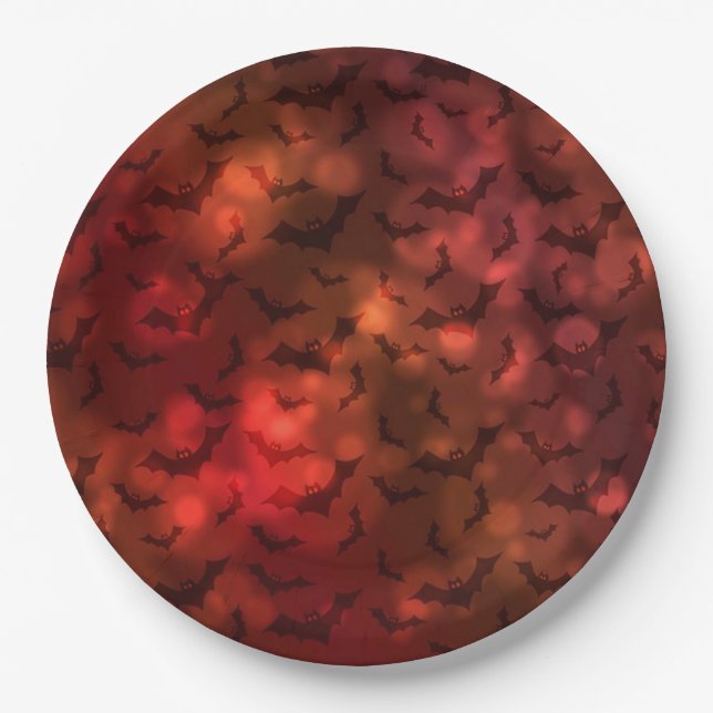 Prato De Papel Funky Neon Spooky Bats Happy Halloween Papelada (Frente)
