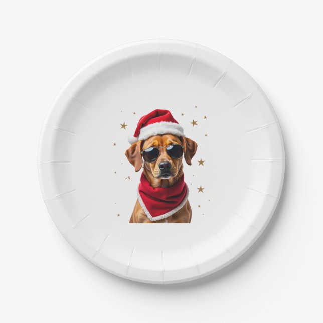 Prato De Papel Funny Boxer Dog Christmas Lights Xmas Outfit Pajam (Frente)