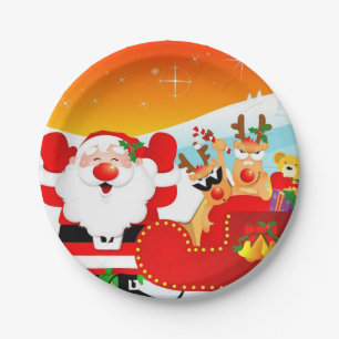 Prato De Papel Funny Cartoon Santa Claus