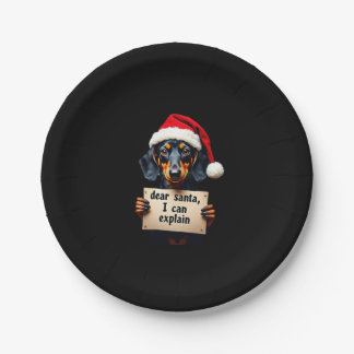 Prato De Papel Funny Dachshund Christmas Dear Santa I Can Explain