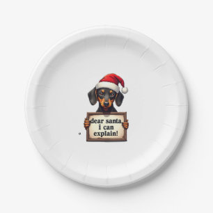Prato De Papel Funny Dachshund Natal Querido Papai Noel Posso Exp