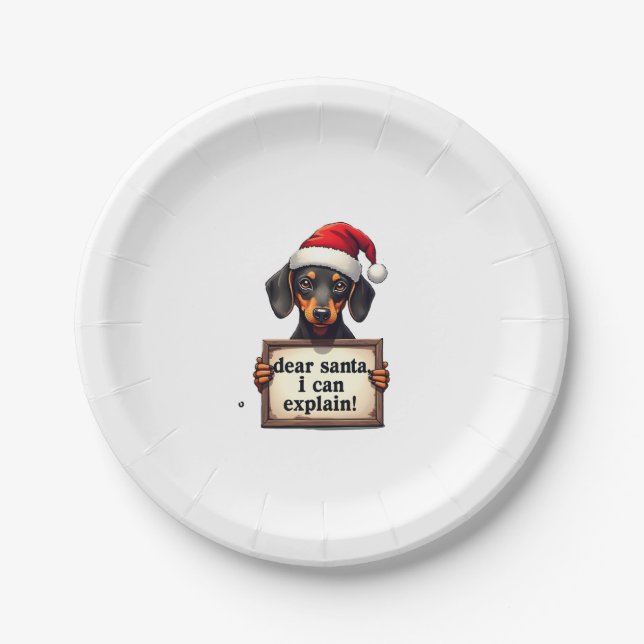 Prato De Papel Funny Dachshund Natal Querido Papai Noel Posso Exp (Frente)