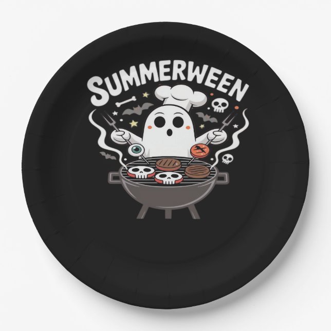 Prato De Papel Funny de CHURRASCO Summerween (Frente)