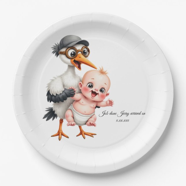 Prato De Papel Funny designed paper plates baby shower adjust  (Frente)