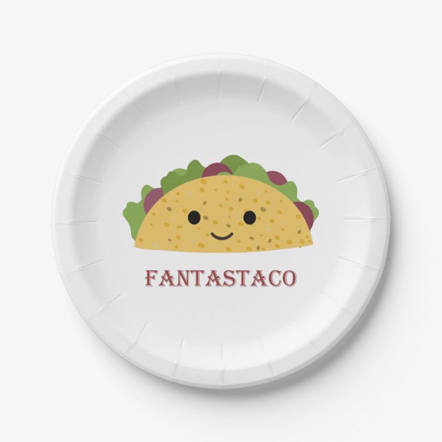 Prato De Papel Funny Fantastaco Taco Pun Cute Kawaii Taco (Frente)