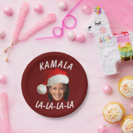 Prato De Papel Funny Kamala Harris Face Papai Noel Natal