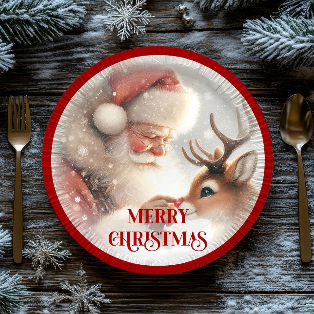Prato De Papel Funny Kids Holiday Plates Santa Claus Rudolph (Funny Kids Holiday Plates Santa Claus Rudolph)