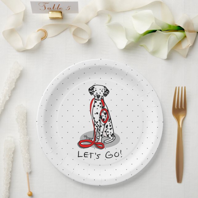 Prato De Papel Funny Let's Go! Walk Dalmatian Dog (black 1) (Casamento)