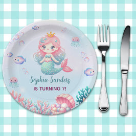 Prato De Papel Funny Mermaid Birthday Girl