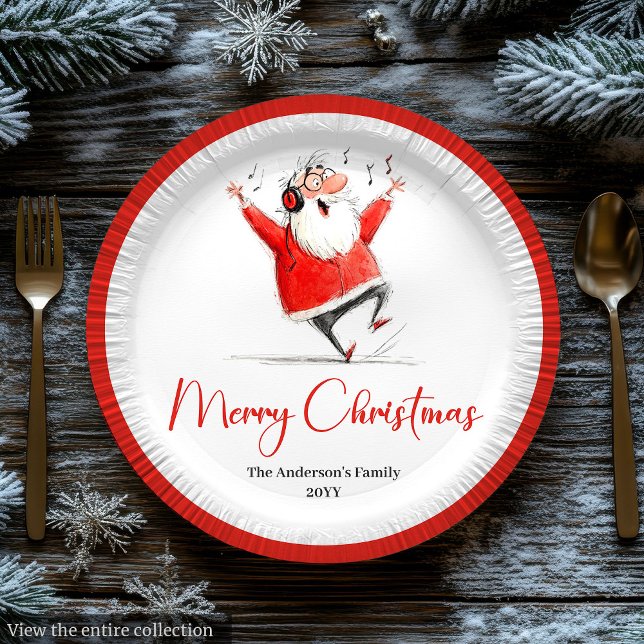 Prato De Papel Funny Quirky Santa Claus Festive Holiday Plates (Funny Quirky Santa Claus Festive Holiday Plates)