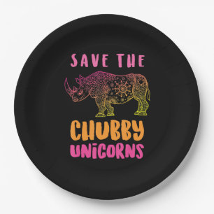 Prato De Papel Funny Rhino Save Chubby Unicórnios Direitos Anima