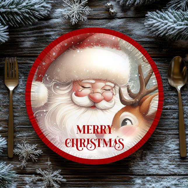 Prato De Papel Funny Rudolph Red Nose Cartoon Christmas Paper  (Funny Rudolph Red Nose Cartoon Christmas Paper Plates

)
