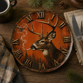 Prato De Papel Funny Smoking Deer Rustic Hunting Cabin