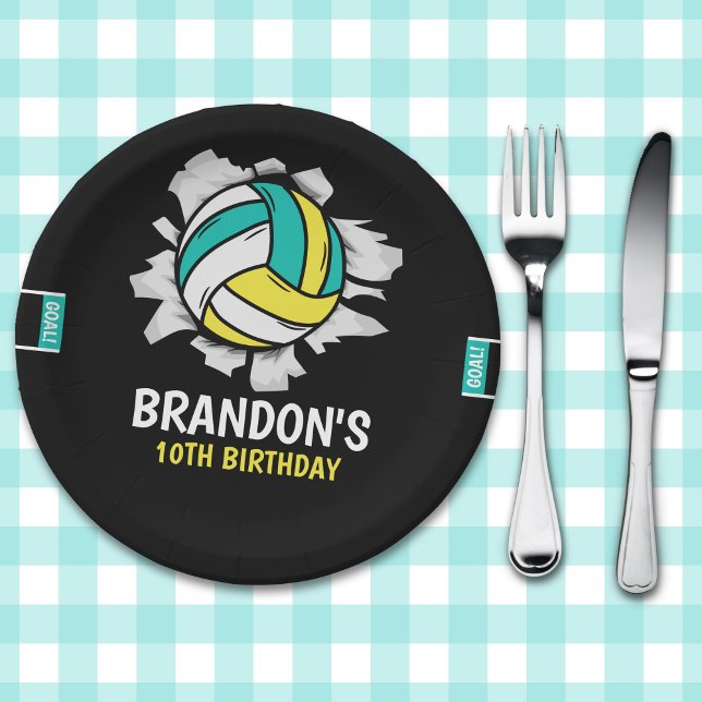 Prato De Papel Funny Volleyball Boy Birthday (Criador carregado)