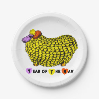 Prato De Papel Funny Yellow Ram Chinese Year Zodiday PP
