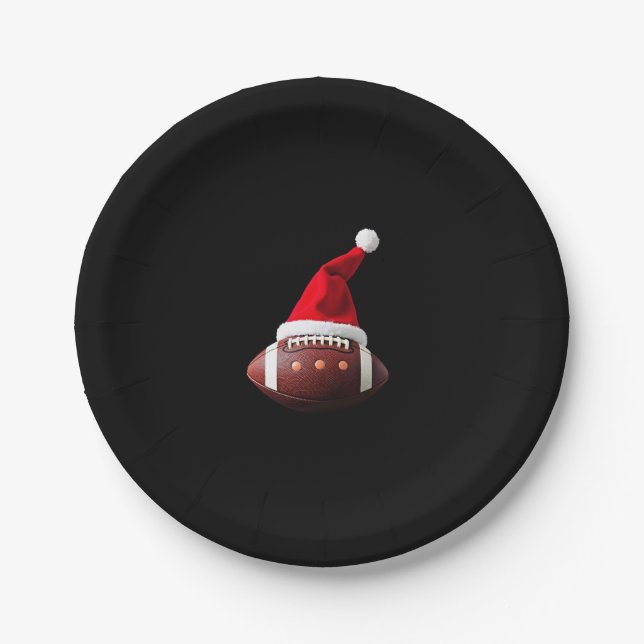 Prato De Papel Futebol Americano de Natal - Bola Santa Hat (3) (Frente)