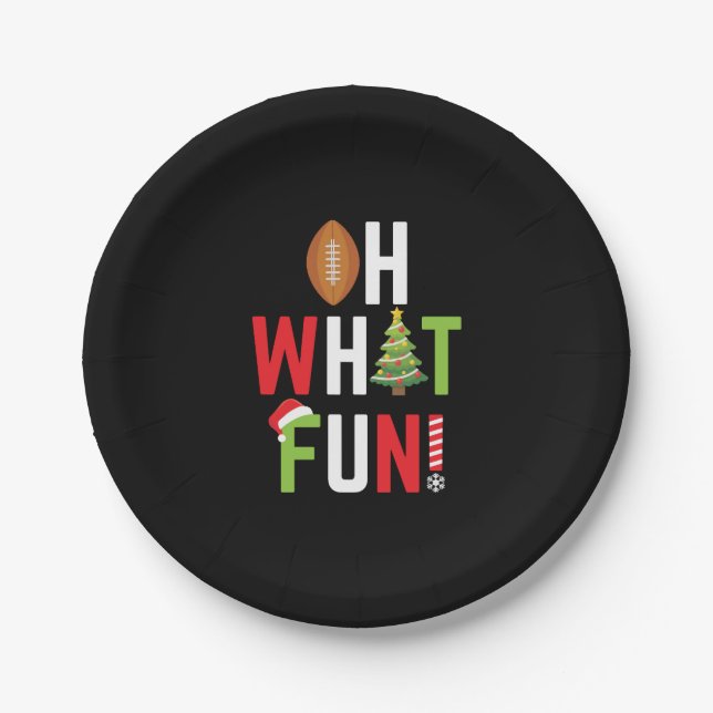 Prato De Papel Futebol americano - Que Natal divertido (Frente)