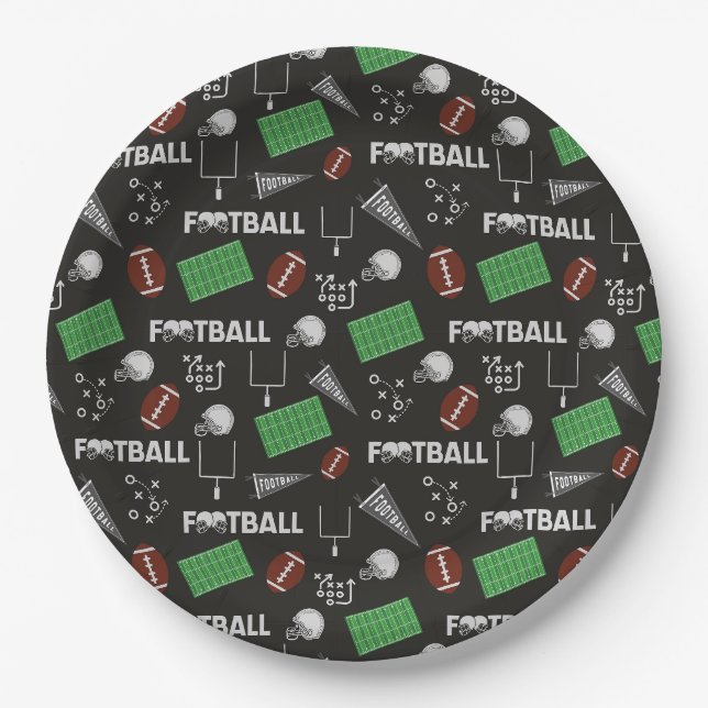 Prato De Papel Futebol divertido em preto (Frente)