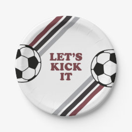 Prato De Papel Futebol Maroon Strike Vamos Chuta Aniversário
