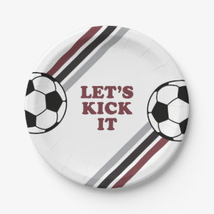 Prato De Papel Futebol Maroon Strike Vamos Chuta Aniversário