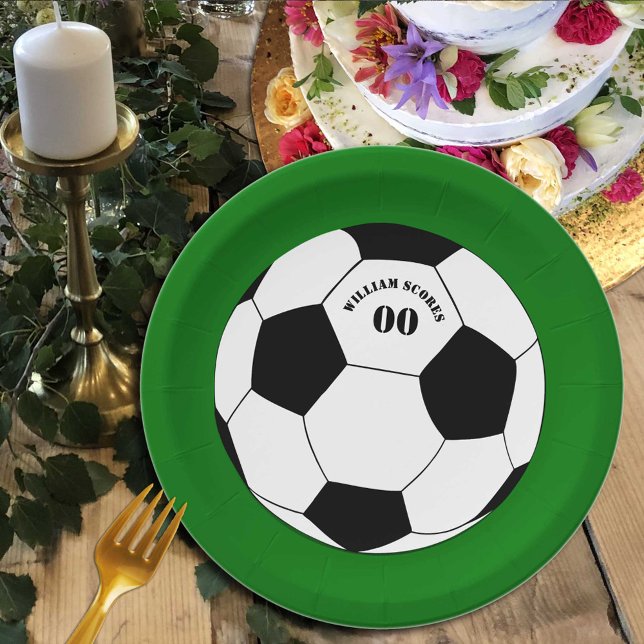 Prato De Papel Futebol Plates, bola de futebol com nome e número (Criador carregado)