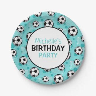 Prato De Papel Futebol Teal Personalizado