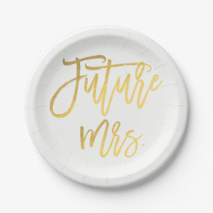 Prato De Papel Futuro Sra. Faux Dourado Folha Moderno Chá de Pane