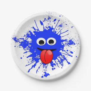 Prato De Papel Gajo azul engraçado de Splat da pintura