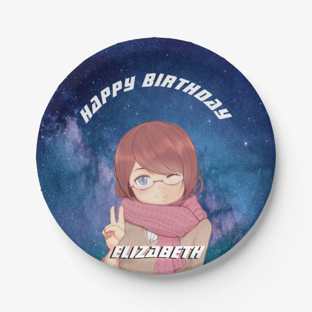 Prato De Papel Galáxia de anime de Kawaii (Frente)