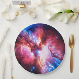 Prato De Papel Galáxia Nebulosa Colorida Espaço Estrelas Universo