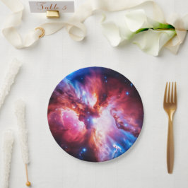 Prato De Papel Galáxia Nebulosa Colorida Espaço Estrelas Universo