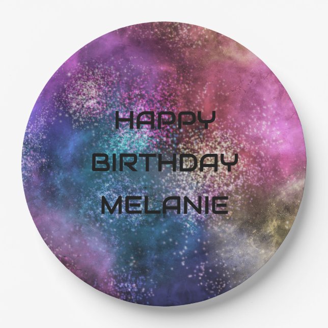 Prato De Papel Galaxy Happy Birthday (Frente)