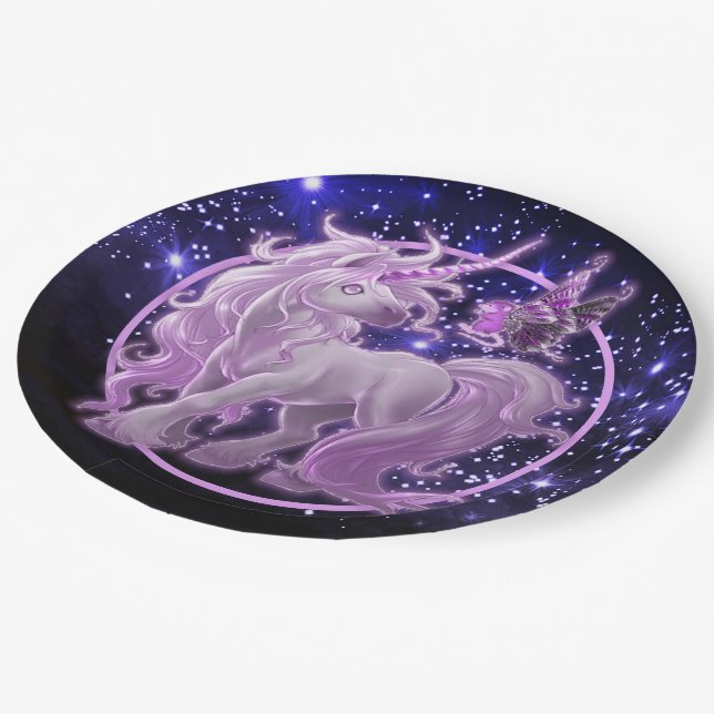 Prato De Papel Galaxy Sparkle - Unicórnio Rosa (Inclinado)